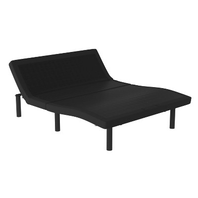 Black Adjustable Upholstered Queen Metal Bed Frame