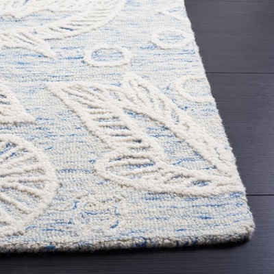 Hand-Tufted Jardin Floral Blue/Ivory Wool Runner Rug, 27"x7"