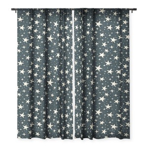 Avenie Black And White Stars Set of 2 Panel Sheer Window Curtain - Deny Designs - 1 of 4