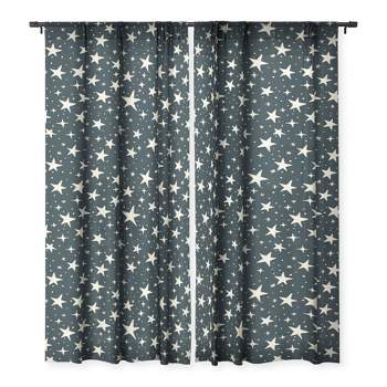 Avenie Black And White Stars Set of 2 Panel Sheer Window Curtain - Deny Designs