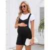 KOJOOIN Women's Maternity Overall Shorts Summer Casual Sleeveless Rompers Loose Strap Shorts Jumpsuit with Pockets - 4 of 4