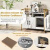 Tangkula Large Litter Box Enclosure Cat Wooden Storage Cabinet with 2 Doors Marble White - 4 of 4