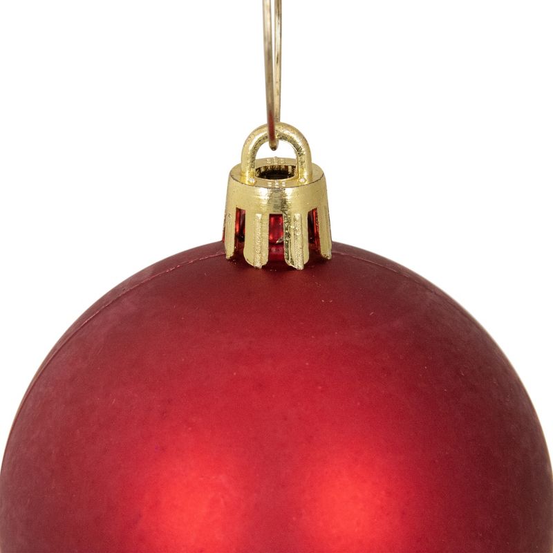 Northlight 60ct Shatterproof Matte Christmas Ball Ornament Set 2.5" - Red, 4 of 5