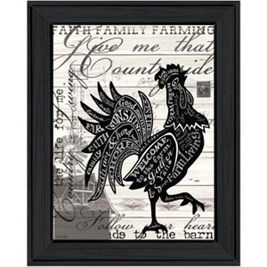 HomeRoots WELCOME TO THE FARM CHICKEN Black Framed Print Wall Art - 1 of 4