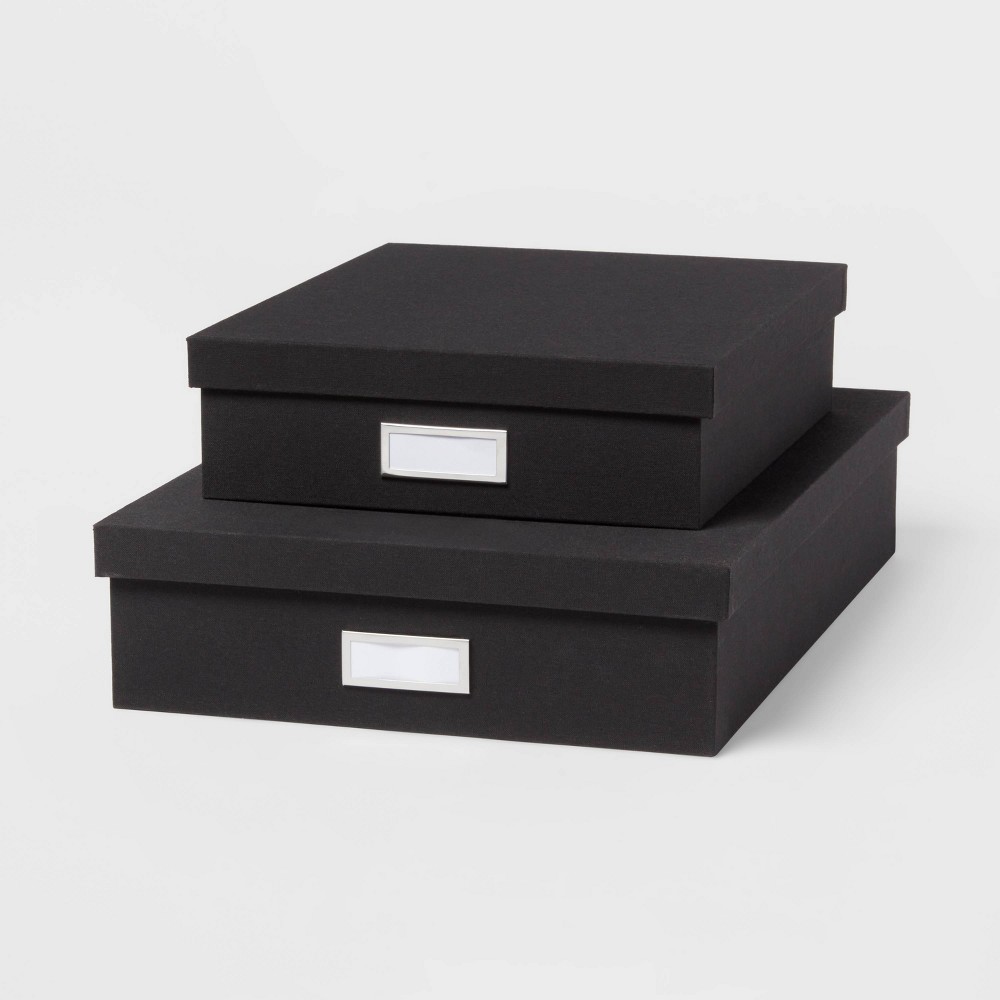 Photos - Desk Organiser Canvas Desk Storage Box Set of 2 Black - Brightroom™