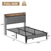 Full Bed Frame with Charging Station, LED Bed Frame with Storage Headboard, Upholstered Platform Bed Frame Full Size - 2 of 4