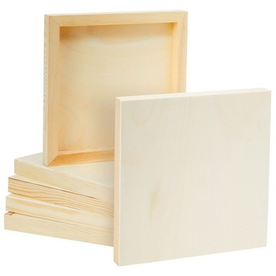 Juvale 6 Pack 8 x 8 in Unfinished Wood Box Frame for Art Projects, Painting, DIY Craft Supplies