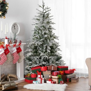 Northlight Real Touch™️ Pre-Lit Medium Flocked Winfield Fir Artificial Christmas Tree - 7.5' - Warm White LED Lights - 1 of 4