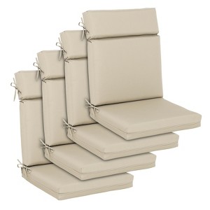 Aoodor 4Pcs Outdoor Cartridge High Back Dining Chair Cushion Set, Fade and Water Resistant Polyester Fabric Cover with Ties and Zipper - 1 of 4
