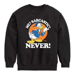 Boys' - Disney - Donald Me Sarcastic Never Graphic Long Sleeve Fleece Sweatshirt - 1 of 4