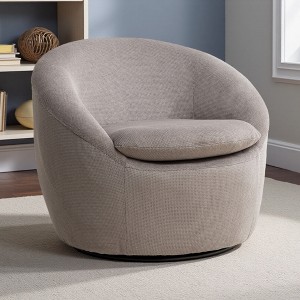 31" Teddy Fabric Barrel Swivel Accent Chair with Plush Cushion - 1 of 4