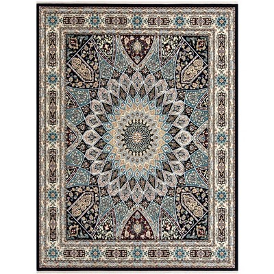 Navy Blue Medallion Synthetic 8' x 10' Area Rug