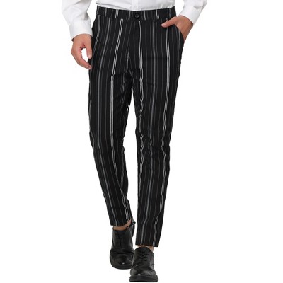Lars Amadeus Men's Dress Striped Pants Flat Front Business Trousers