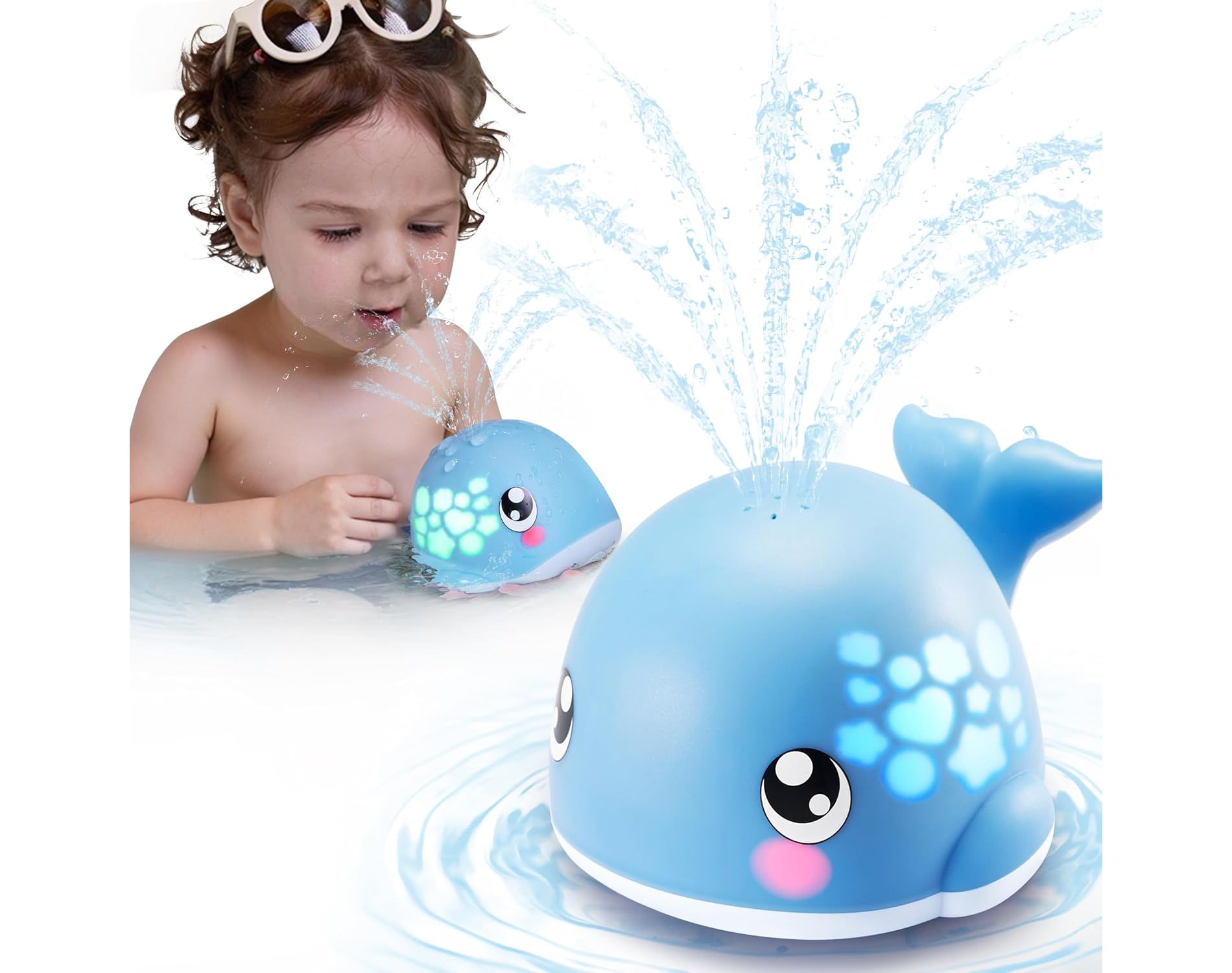 Joyfy Baby Bath Toy Whale Sprinkler, Light Up Bathtub Water Toys – Water Spraying, Vibrant Colorful Lights, Gift for Babies & Toddlers 6 Months+
