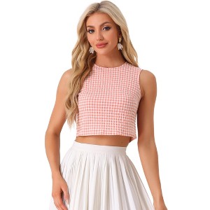 Allegra K Women's Sleeveless 1950s Vintage Summer Gingham Top - 1 of 4
