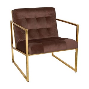 LeisureMod Lexington Modern Velvet Accent Chair with Gold Base for Living Room, Bedroom, or Lounge - 1 of 4