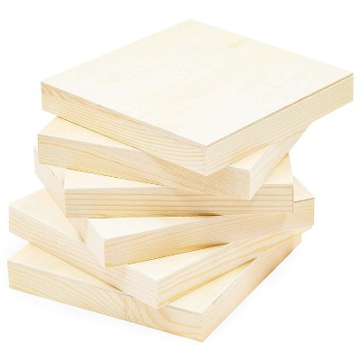 6 Pack 6"x6" Unfinished Square Wood Paint Pouring Panel Boards for Art Craft