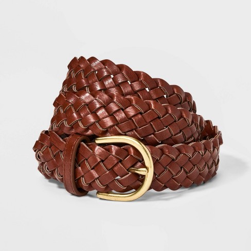 Leather Braided Belt - Brown