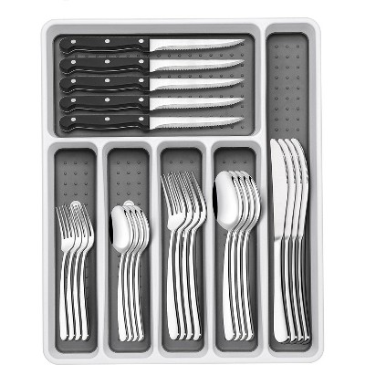 Attop 49-Piece Silverware Set with Organizer, Heavy Duty Stainless Steel Flatware for 8 Rust-proof