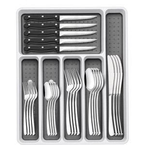 Attop 49-Piece Silverware Set with Organizer, Heavy Duty Stainless Steel Flatware for 8 Rust-proof - 1 of 4