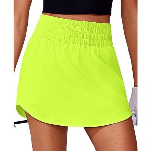 Pinspark Golf Skirts for Women High Elastic Waisted Athletic Skort 2 Pockets Curved Hem Tennis Skirt for Pickleball Workout - 1 of 4