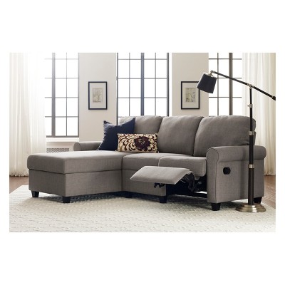 Copenhagen 89'' Gray Microfiber Sectional Sofa with Storage Chaise