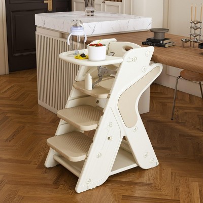 INFURNIC Ladders Multi functional Growing Up Dining Chair with Adjustable Height for Home Use, White, 16.54"*25.2"*31.5"