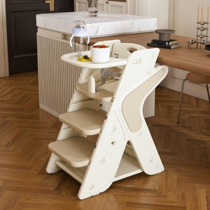 INFURNIC Ladders Multi functional Growing Up Dining Chair with Adjustable Height for Home Use, White, 16.54"*25.2"*31.5" - 1 of 4