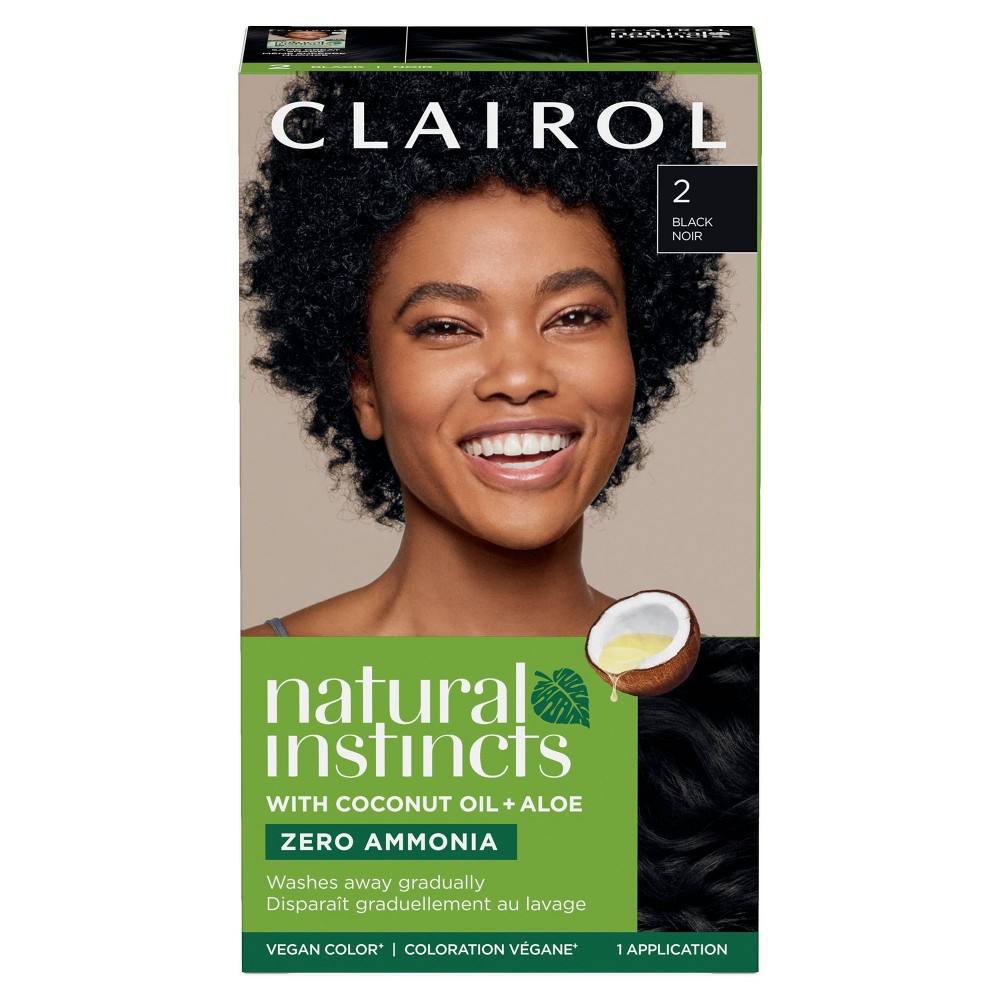 Instincts Clairol Demi-Permanent Hair Color Dye Kit - 2 Black, Midnight: Ammonia-Free, Moisturizing, Vegan