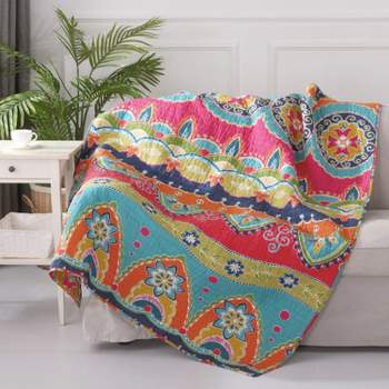 Marielle Bohemian Quilt Set - Full/Queen Quilt and Two Standard Pillow  Shams Grey - Levtex Home
