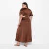 Women's Flutter Sleeve Satin Cap Maxi Bodycon Dress - Wild Fable™ Dark Brown - 3 of 3