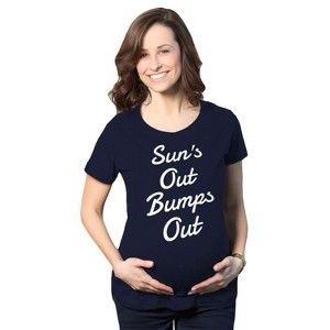 Maternity Suns Out Bumps Out T Shirt Funny Summer Pregnancy Tee - Crazy Dog Maternity T Shirt - 1 of 4