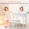 White Pretend Play Girls Vanity Set – Kids Vanity Table & Chair with 3 Mirrors, Lighted Mirror, Stool & Wood Makeup Playset - 4 of 4