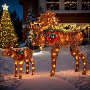 Resenkos 2-piece set lit moose Christmas decoration with LED lights Brown - 1 of 4