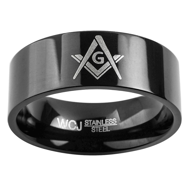 Men's West Coast Jewelry Blackplated Stainless Steel Masonic Ring, 2 of 4