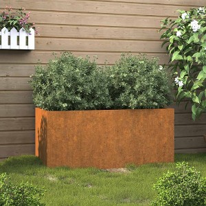 Aghana Digitals Rustic Corten Steel Rectangular Outdoor Planter - Medium Size, Durable - 1 of 4