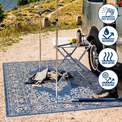 Mediterranean Dream Blue & Ivory Synthetic Medallion Rug