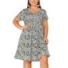 Agnes Orinda Women's Plus Size Floral Inverted Box Pleat Boho T-Shirt Dresses - 2 of 4