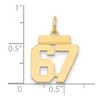 Black Bow Jewelry 14k Yellow Gold, Athletic Collection, Small Polished Number 67 Pendant - 2 of 3
