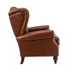 Amanda 33" Wide Genuine Leather Wingback Armchair with Solid Tapered Wood Legs and Nailhead Trim| ARTFUL LIVING DESIGN - 3 of 4