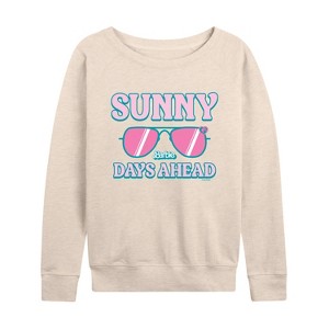 Women's - Barbie - Sunny Days Ahead Lightweight French Terry Wide Neck Long Sleeve Shirt - 1 of 4