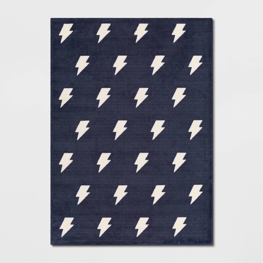 Photos - Area Rug 5'x7' Lightning Bolt Kids' Rug Blue - Pillowfort™