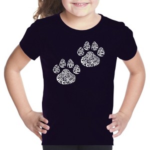 LA Pop Art Girl's Word Art T-shirt - Cat Mom - 1 of 4