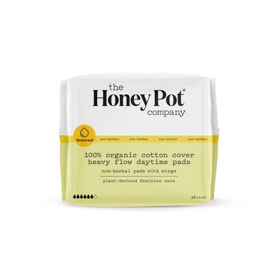 The Honey Pot Company Daytime Heavy Flow Non-Herbal Organic Cotton Maxi Pads - 16ct