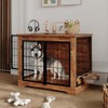 37.2 inch Dog Crate Furniture, Dog Kennel Indoor with 360¡ã Rotating Feeder & 2 Doors, Wooden Dogs Cage for Small Medium Dogs, Rustic Brown - 2 of 4
