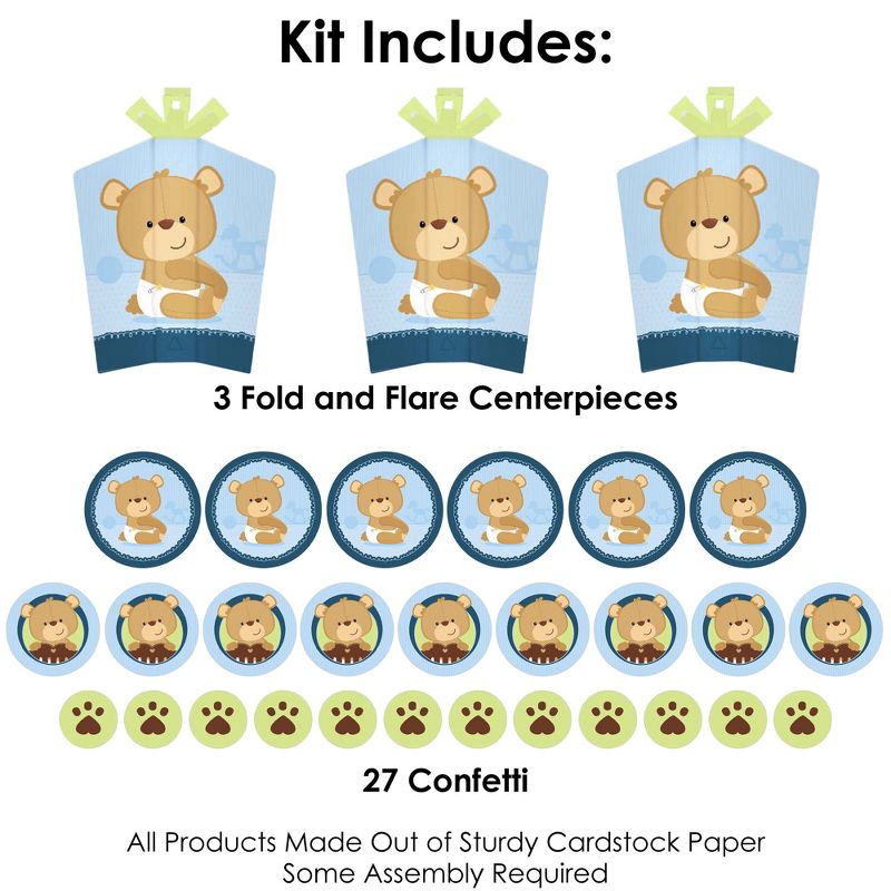 Big Dot of Happiness Baby Boy Teddy Bear - Baby Shower Decor and Confetti - Terrific Table Centerpiece Kit - Set of 30, 3 of 9