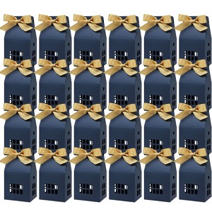 Wrapables House Shaped Gift Boxes with Ribbons, Blue - 1 of 4
