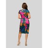 24seven Comfort Apparel Womens Blue Floral Knee Length Short Sleeve Faux Wrap Dress - 3 of 4