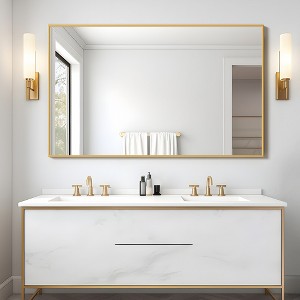 SpassWay Metal Bathroom/Vanity Mirror Modern Accent Mirror for Living Room Bathroom Bedroom Entryway Black/Gold/Silver - 1 of 4