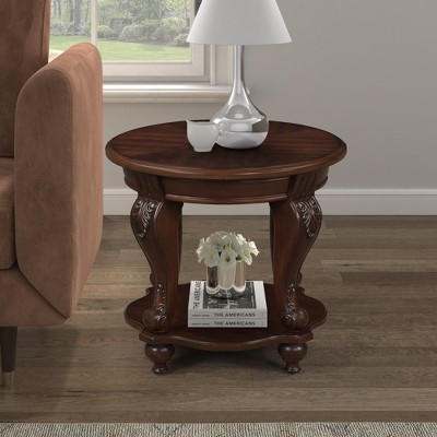 VYNXARIA 42in oval wood coffee table for Living Room, 2-Tier Solid Wood Cocktail Table with Open Storage Shelf